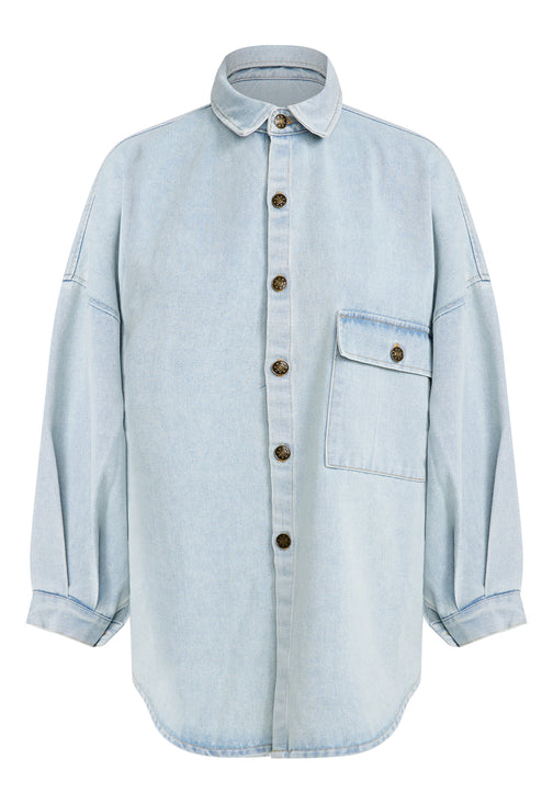 LIONESS KEN DENIM SHIRT DRESS - 8586 (front view)