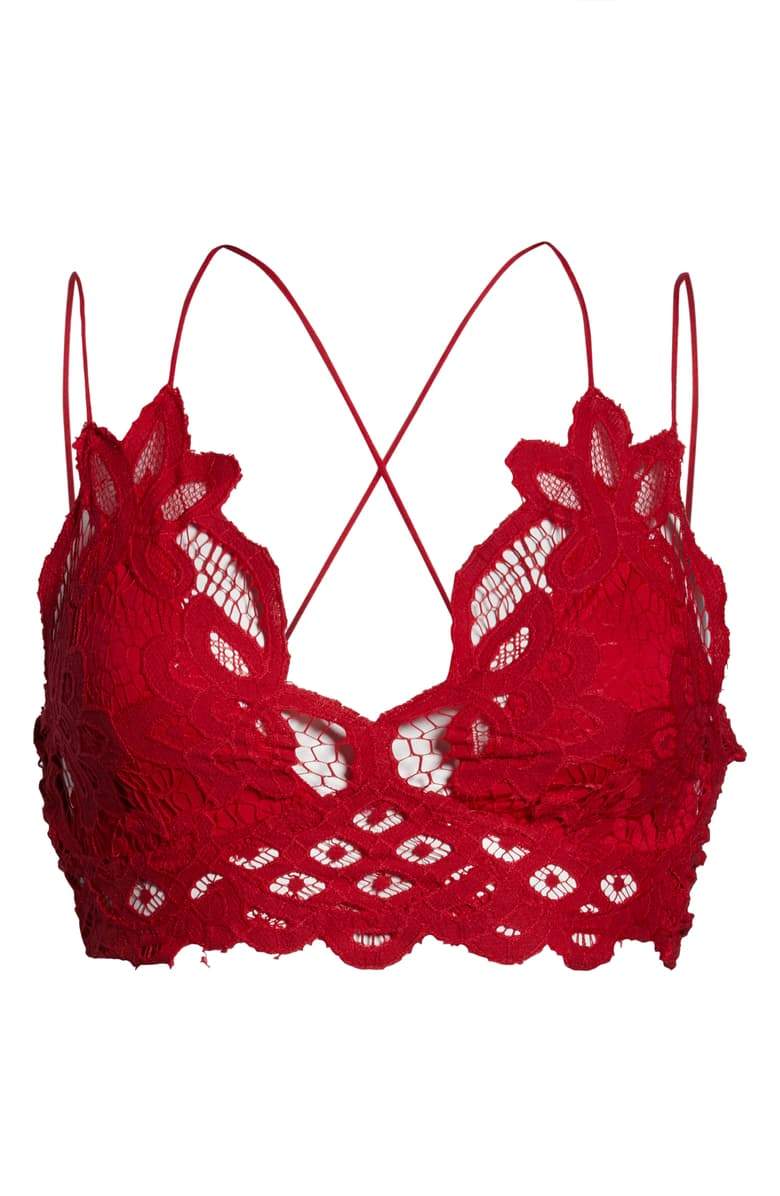 FREE PEOPLE: ADELLA DARK PINK LACE BRALETTE - 85 86 eightyfiveightysix