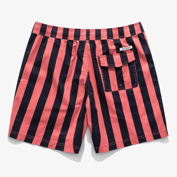 BANKS JOURNAL MENS PINK STRIPE BOARD SHORTS (back view) - 8586