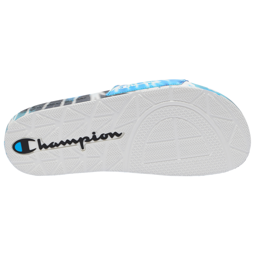 CHAMPION BLUE/BLACK TIE DYE MENS SLIDE SANDALS - 8586 (bottom view)