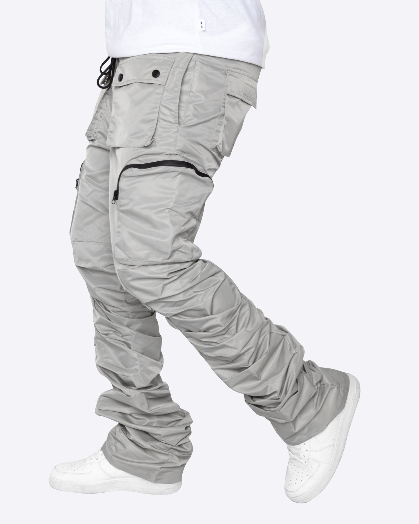 EPTM GREY CARGO STACKED PANTS - 8586