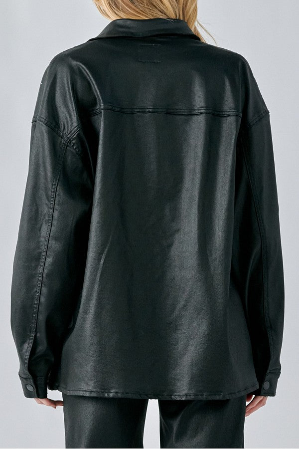 hidden jeans abbey coated oversized jacket - 8586 (back view)
