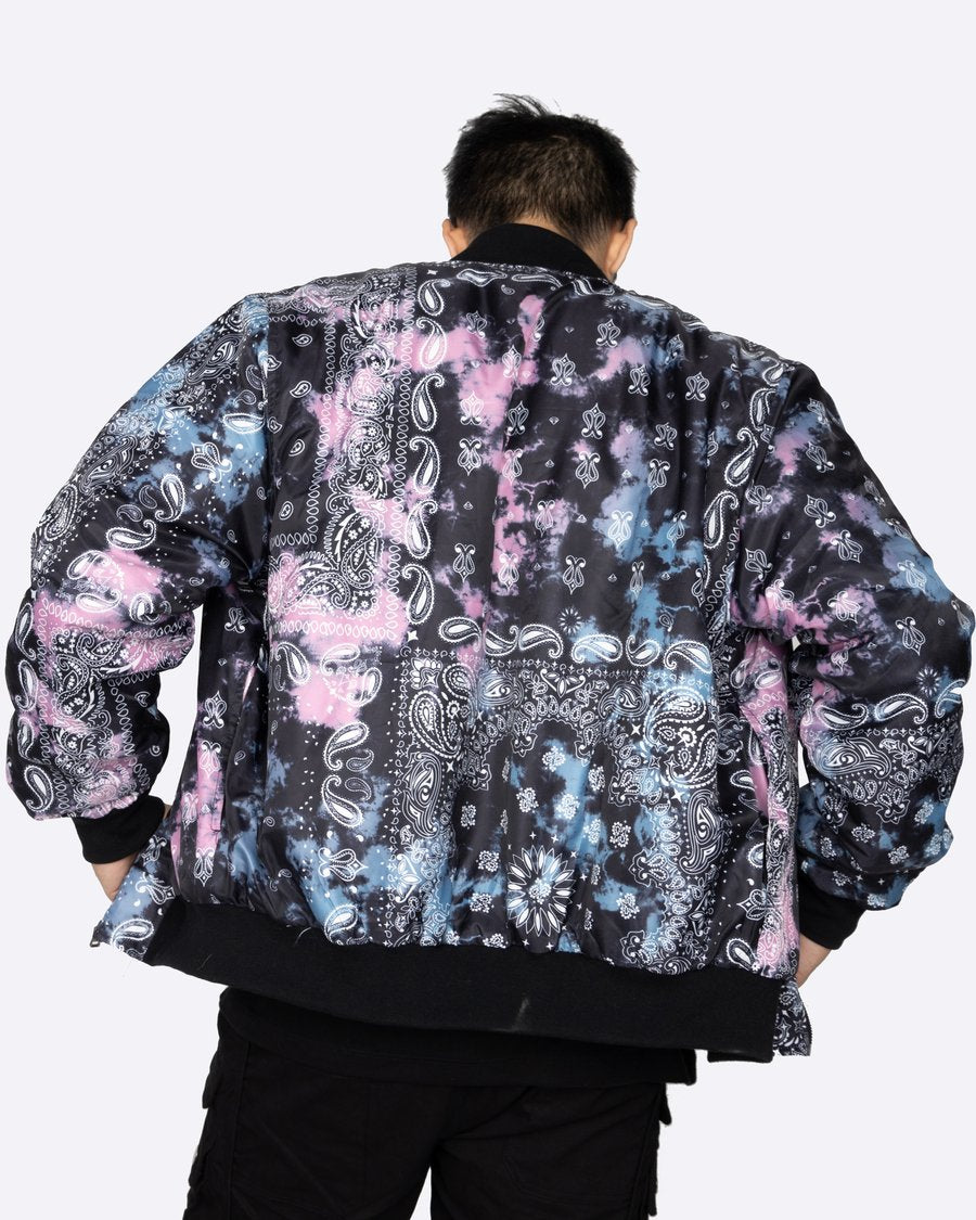 EPTM MEN'S TIE DYE BLACK BANDANA JUMPER JACKET - 8586