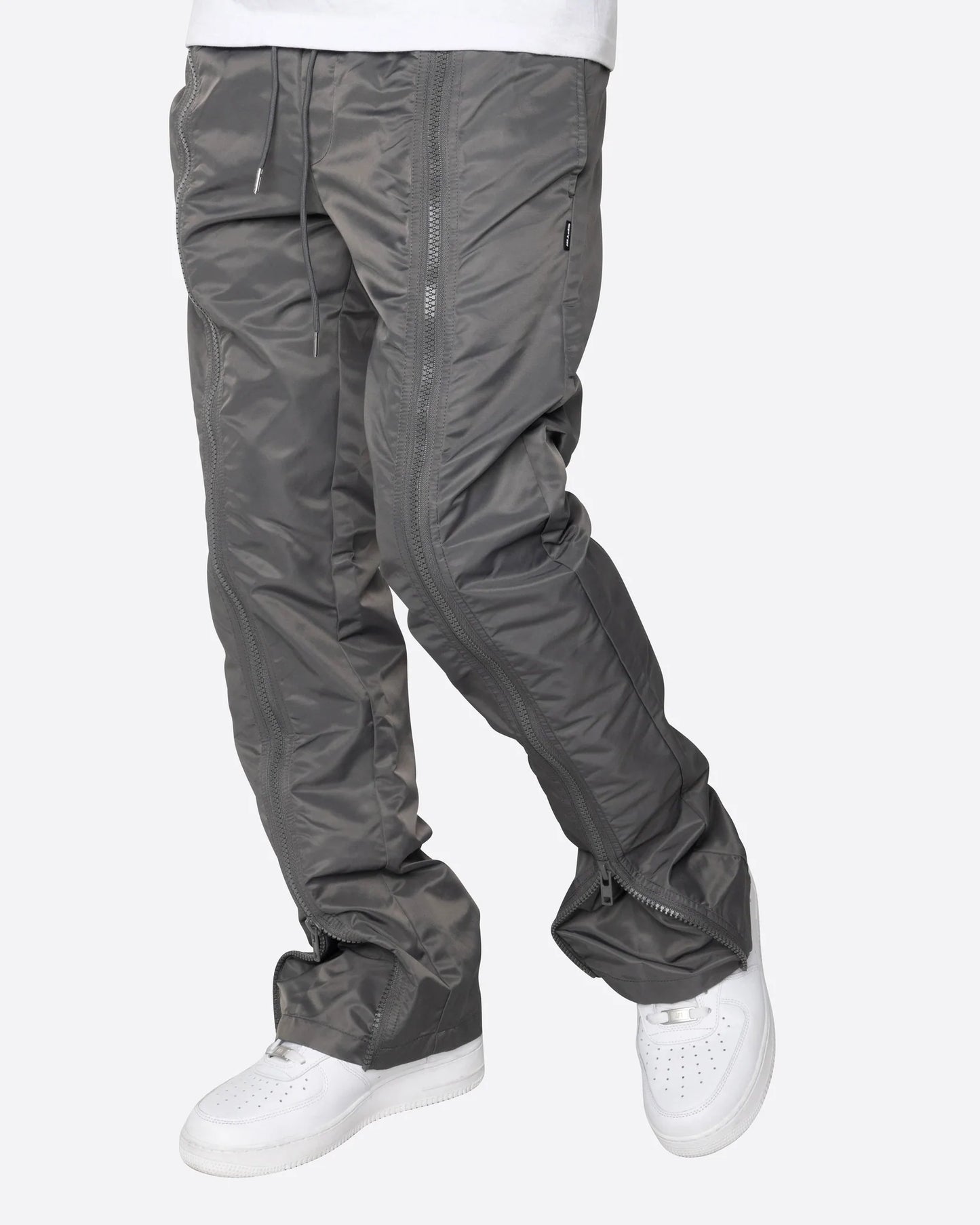 EPTM CHARCOAL GREY REZIP FLARE TRACK PANTS - 8586
