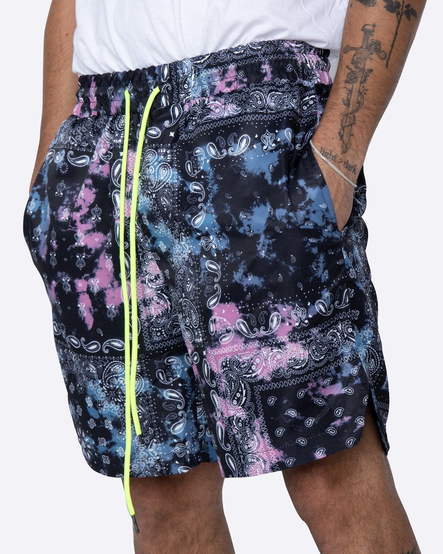 EPTM MENS TIE DYE BLACK BANDANA SHORTS - 8586