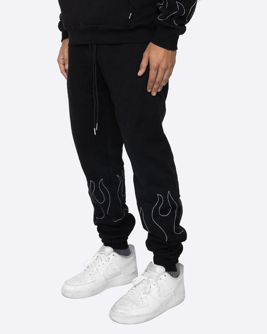 EPTM HAND STITCH FLAME BLACK SWEATS - 8586