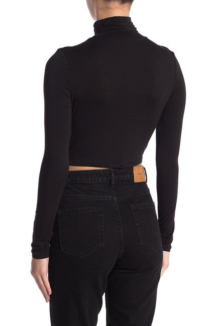 women's long sleeve roll neck long sleeve cropped shirt - 8586