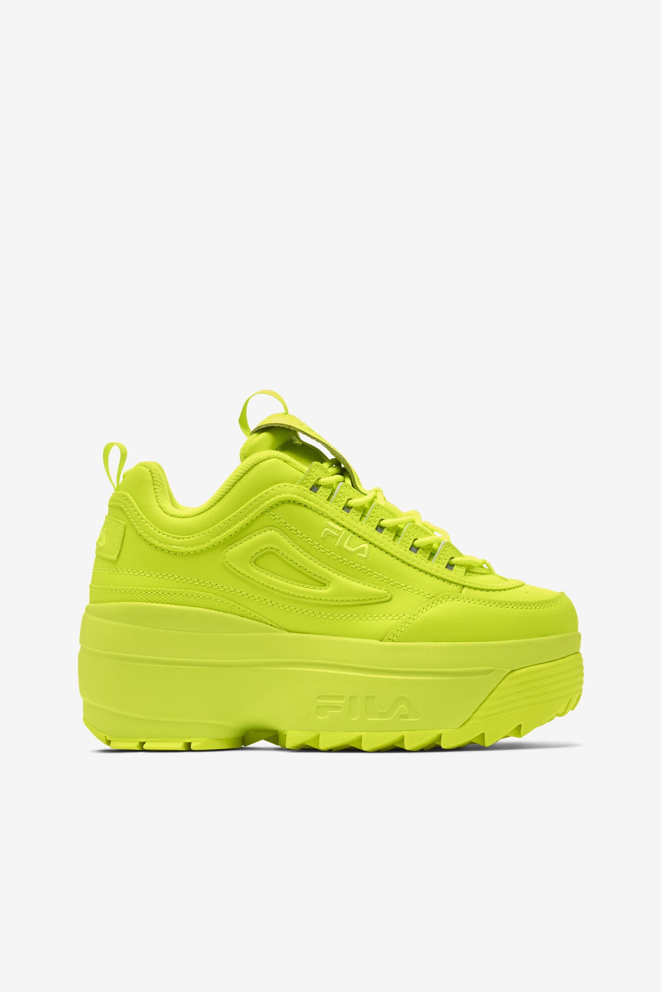 FILA: DISRUPTOR II WEDGE CHUNKY NEON SNEAKERS – 85 86