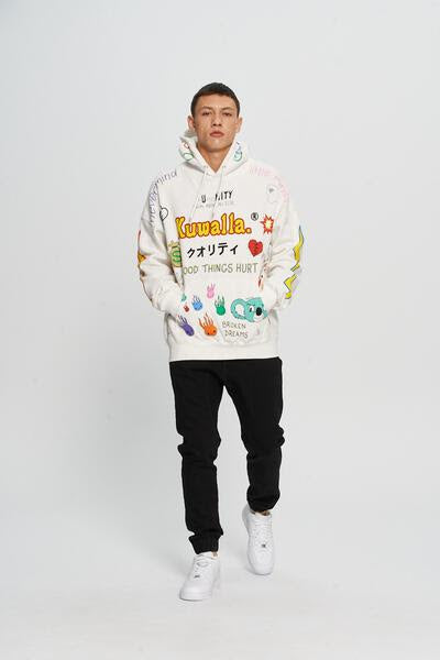 KUWALLA: WHITE MASH UP HOODIE