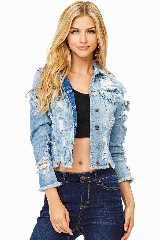 BOHO: DESTRUCTED DENIM JACKET - 85 86 eightyfiveightysix