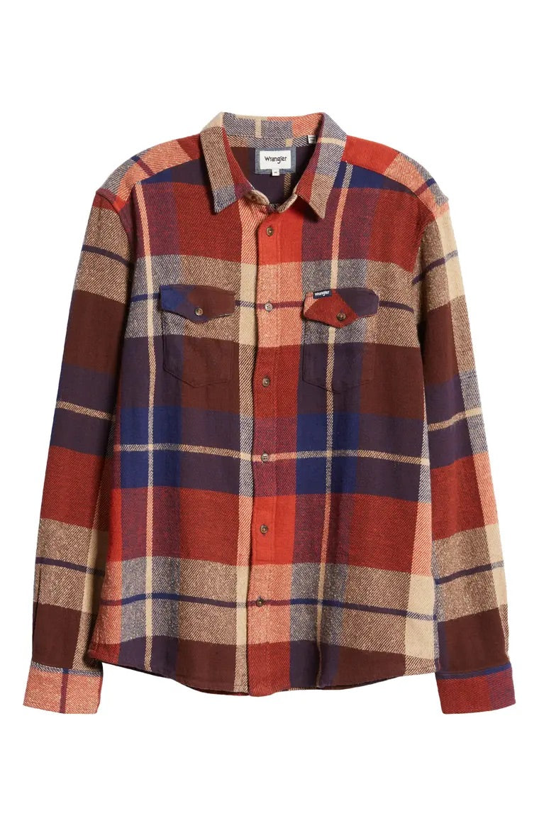WRANGLER MENS FLANNEL BUTTON UP SHIRT - 8586