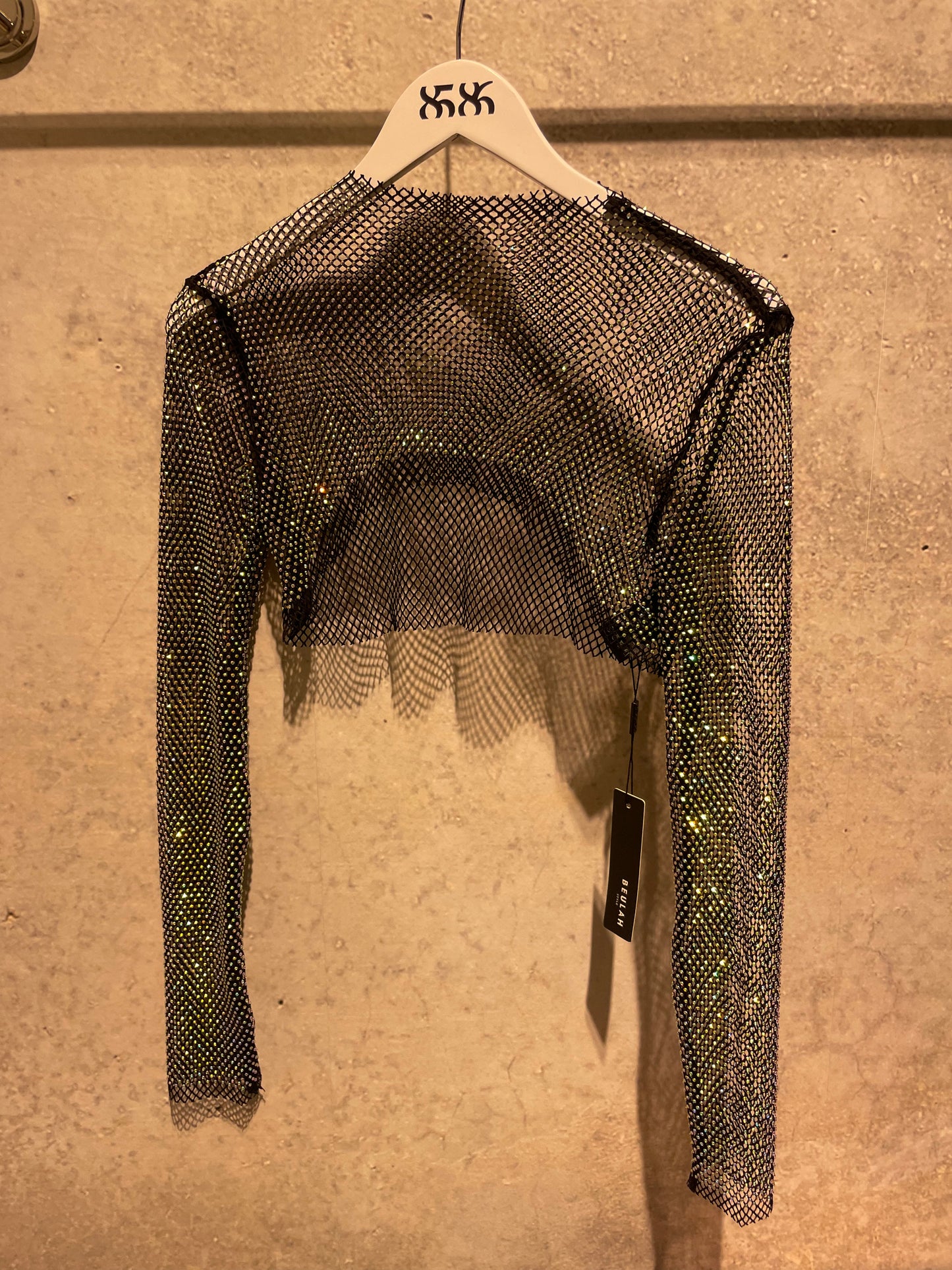 Jewel-Tone Mesh Top BLACK