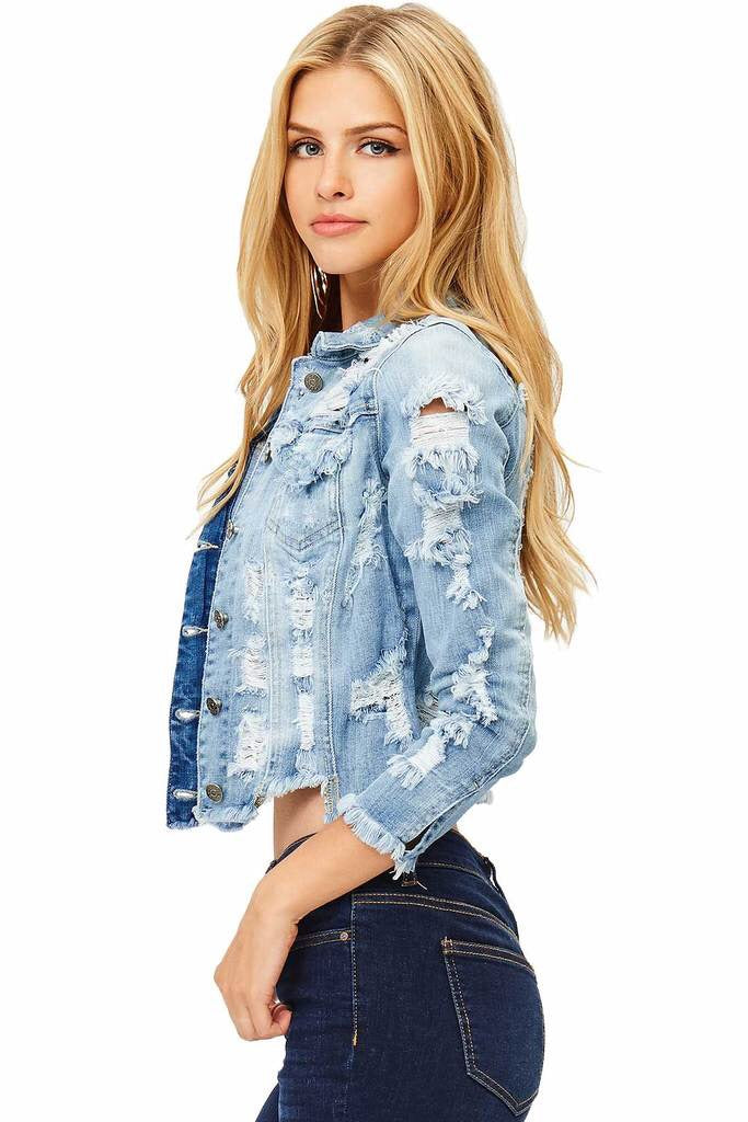 BOHO: DESTRUCTED DENIM JACKET - 85 86 eightyfiveightysix