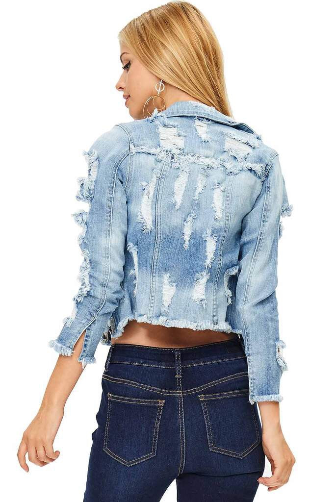 BOHO: DESTRUCTED DENIM JACKET - 85 86 eightyfiveightysix