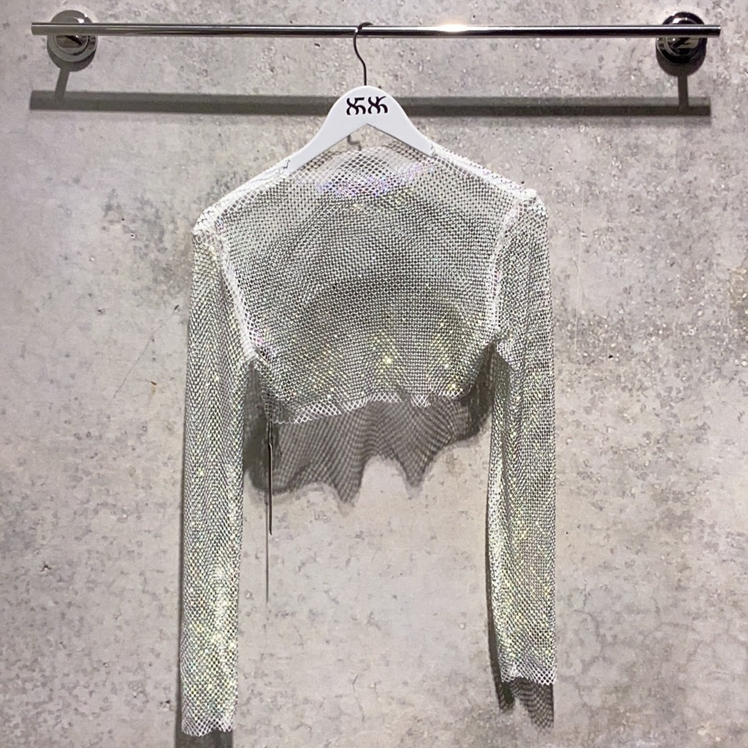 Jewel-Tone Mesh Top WHITE