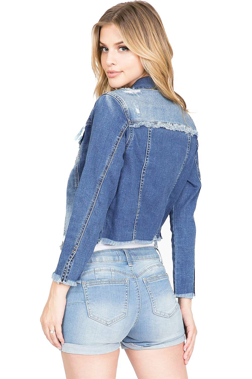 womens jean jacket - 8586 (back view)