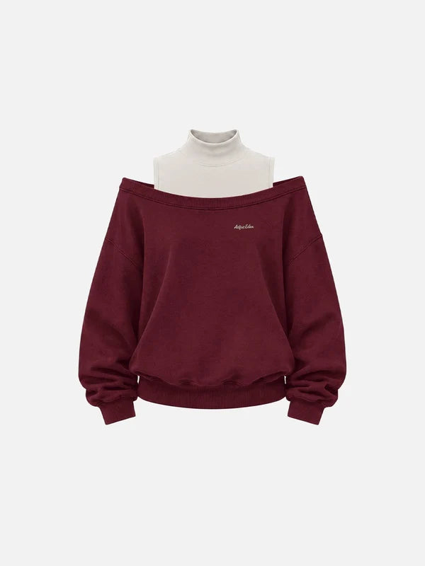 AELFRIC EDEN: LAYERED OFF THE SHOULDER SWEATSHIRT