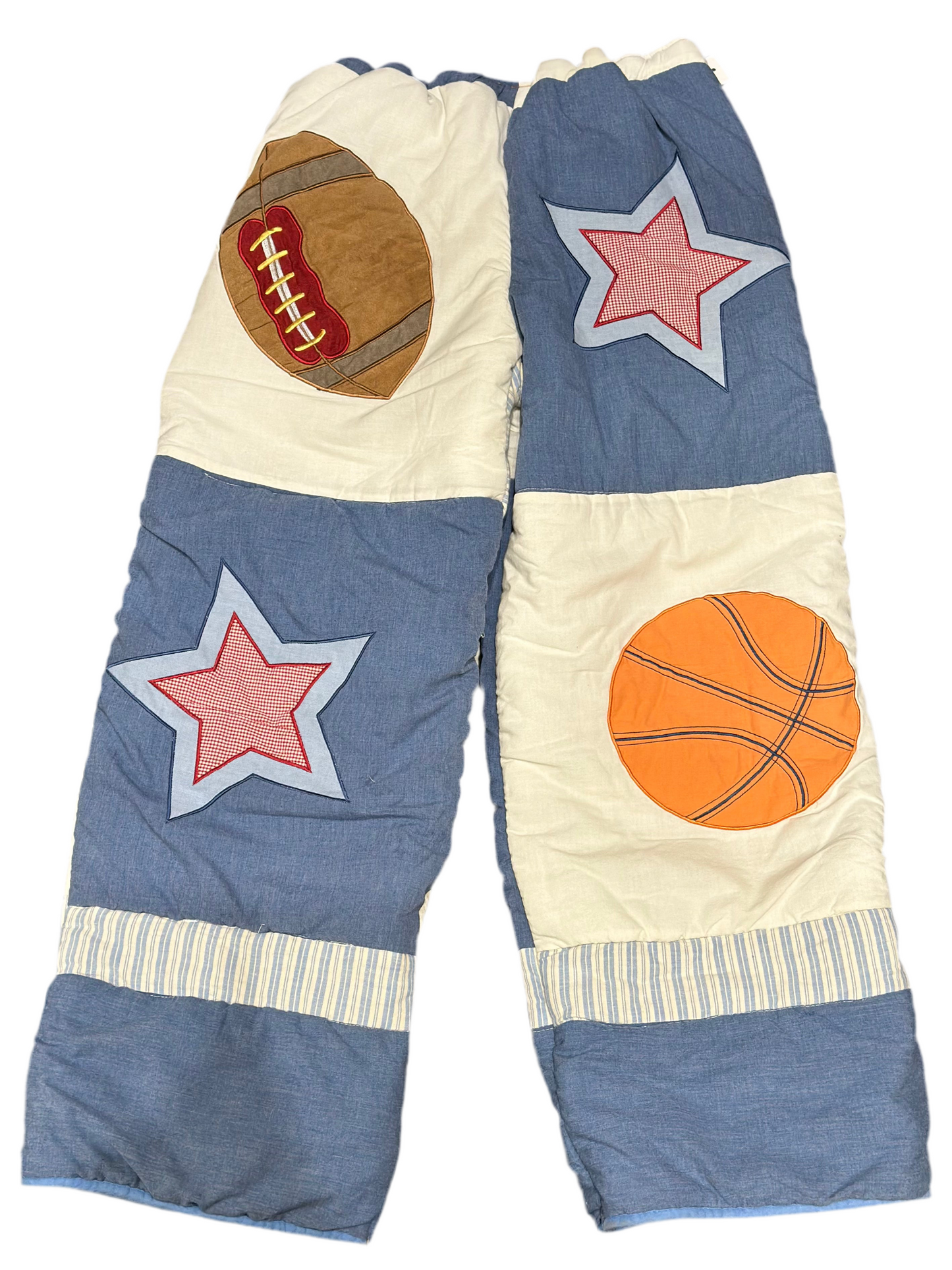 ANGEL GENTLE: UPCYCLED SPORTS QUILTED SWEATPANTS