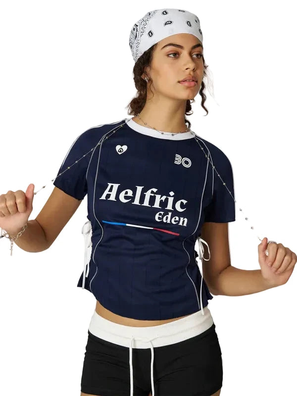 AELFRIC EDEN: CUT-OUT STRIPE SOCCER JERSEY