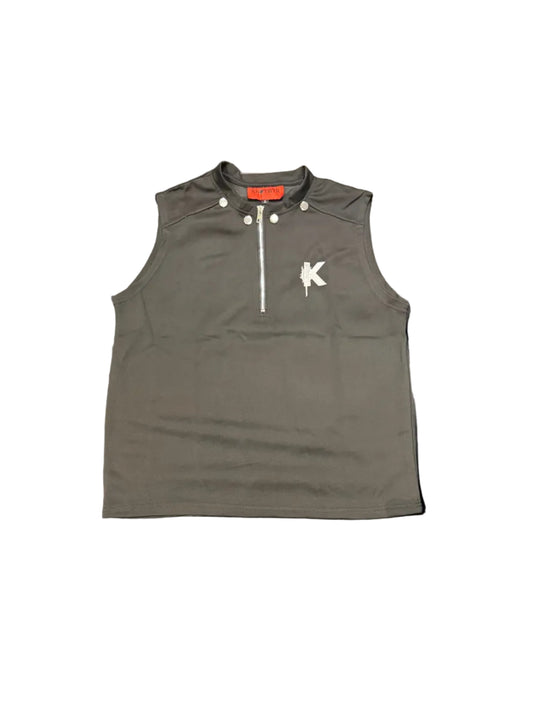 KNOTWTR: ZIP SLEEVELESS TOP
