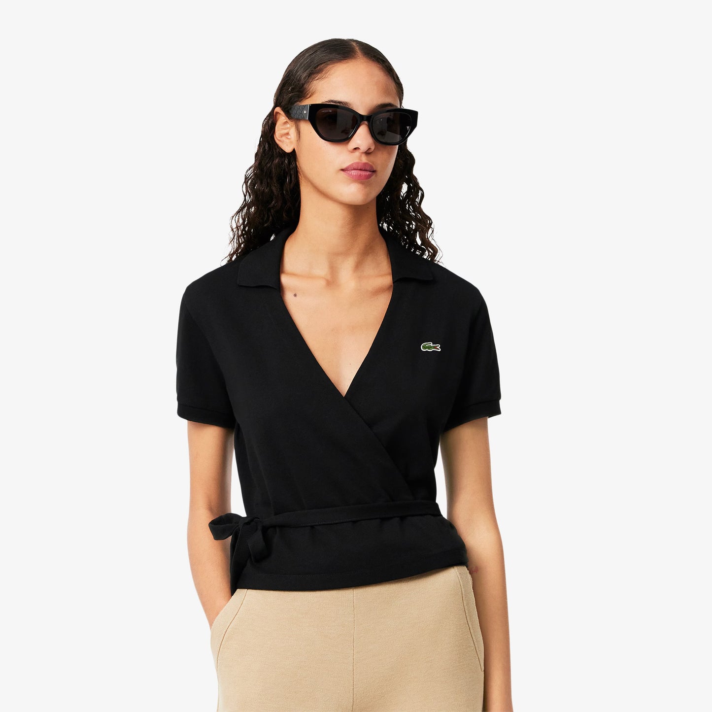 LACOSTE: MINI PIQÚE WRAP POLO TOP
