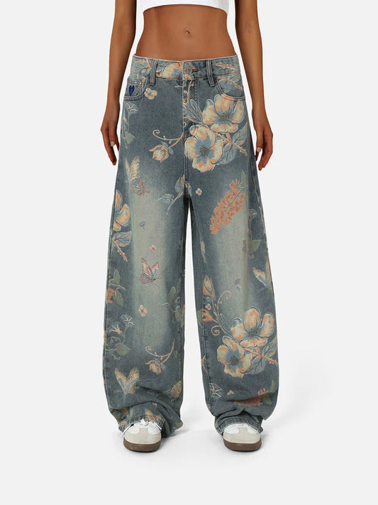 AELFRIC EDEN: FLORAL BAGGY JEANS