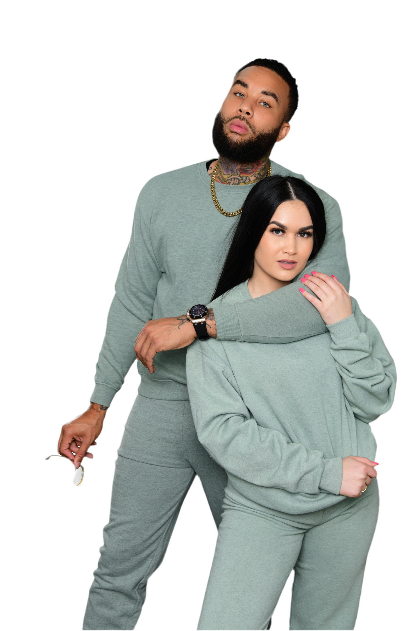 8586:PISTACHIO VINTAGE WASHED UNISEX SWEATSHIRT
