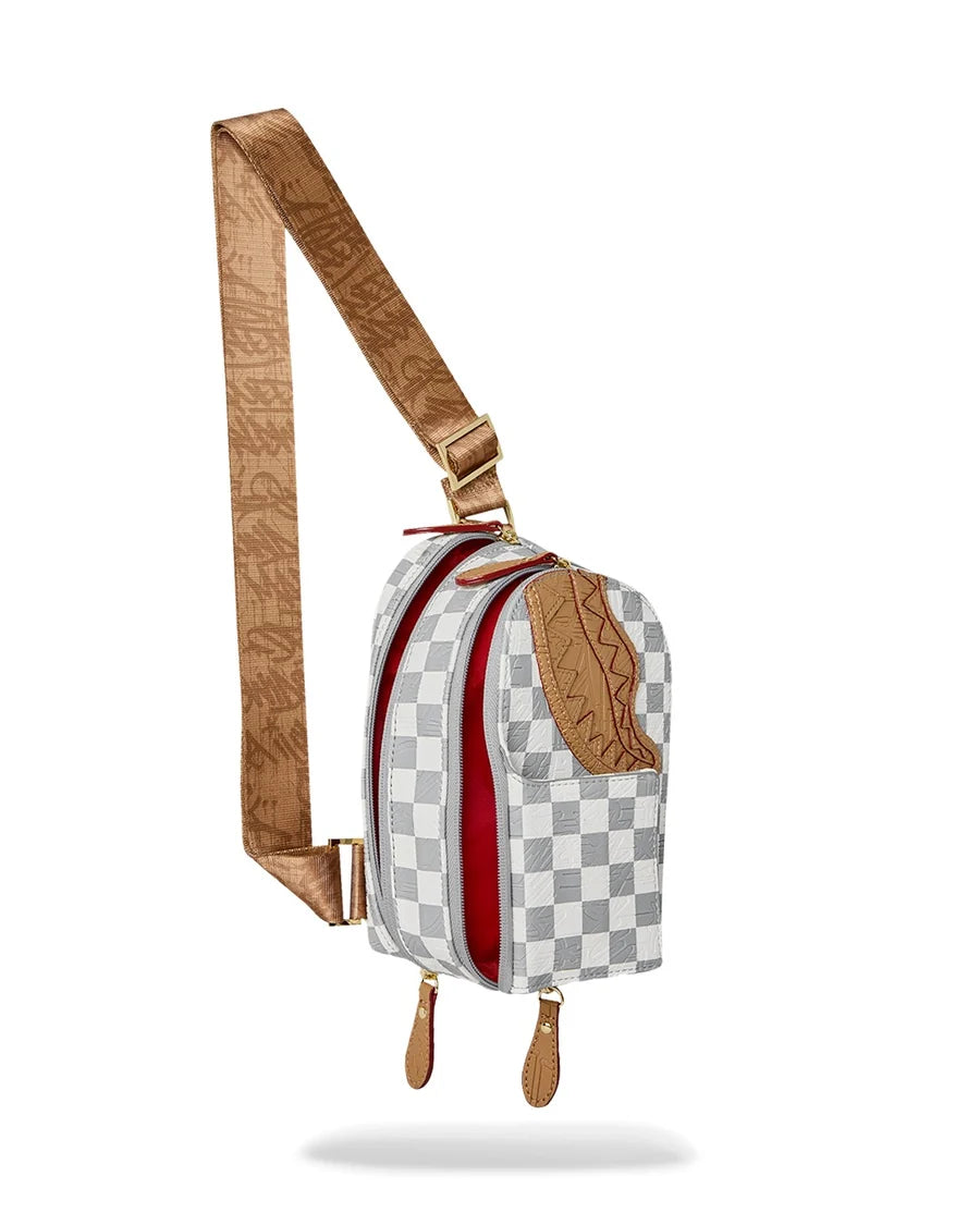 SPRAYGROUND: EMBOSSED CREAM BACKPACK SLING