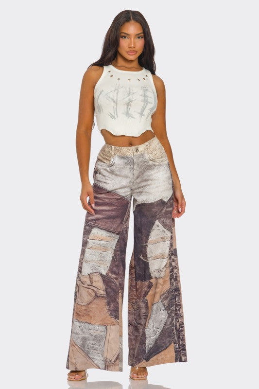 8586: FABRIC PRINTED PANTS