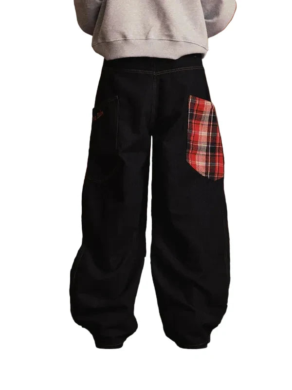 AELFRIC EDEN: PLAID BAGGY JEANS