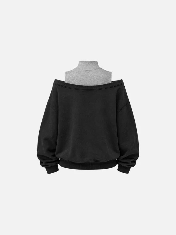AELFRIC EDEN: LAYERED OFF THE SHOULDER SWEATSHIRT