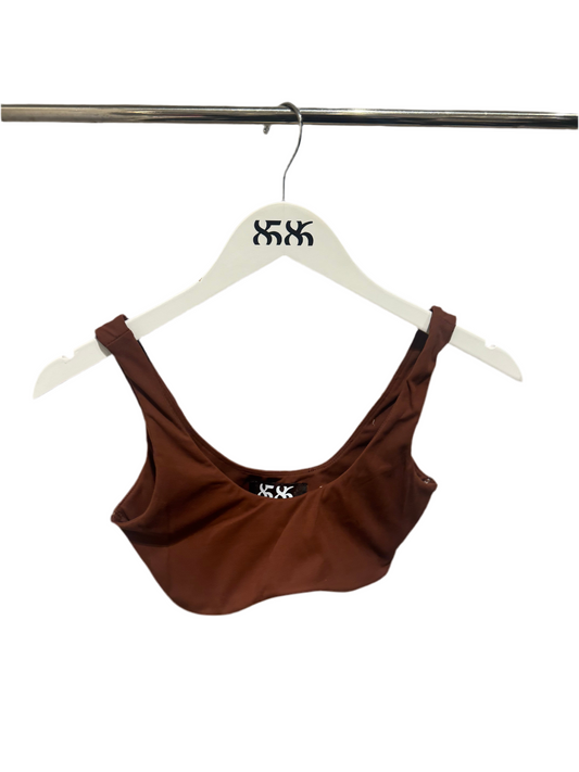 8586: BROWN CROP TOP