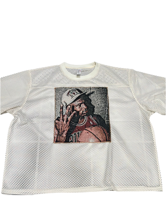 ANGEL GENTLE: JORDAN JERSEY MESH TAPESTRY TOP