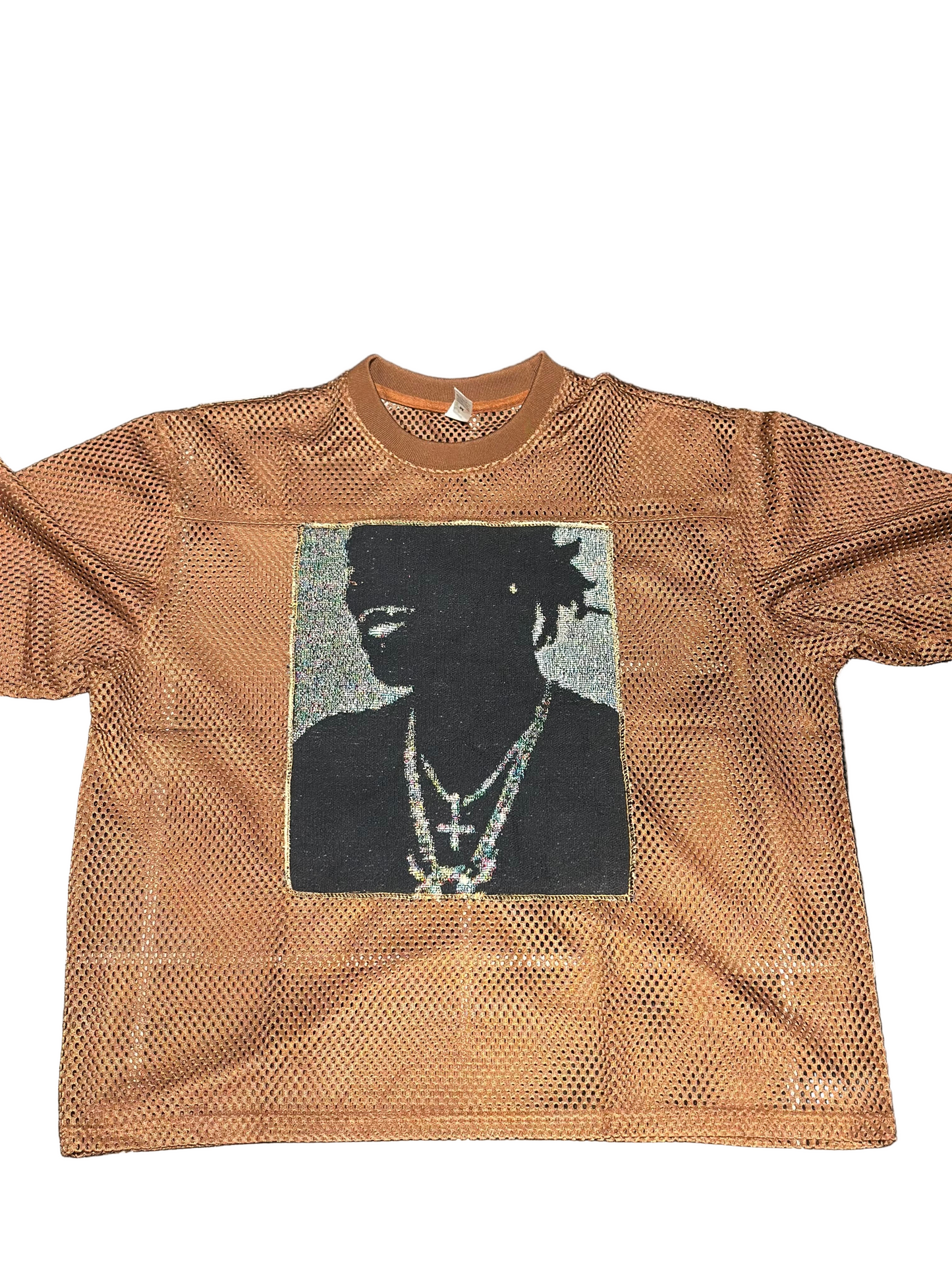 ANGEL GENTLE: YOUNG THUG TAPESTRY JERSEY MESH TOP