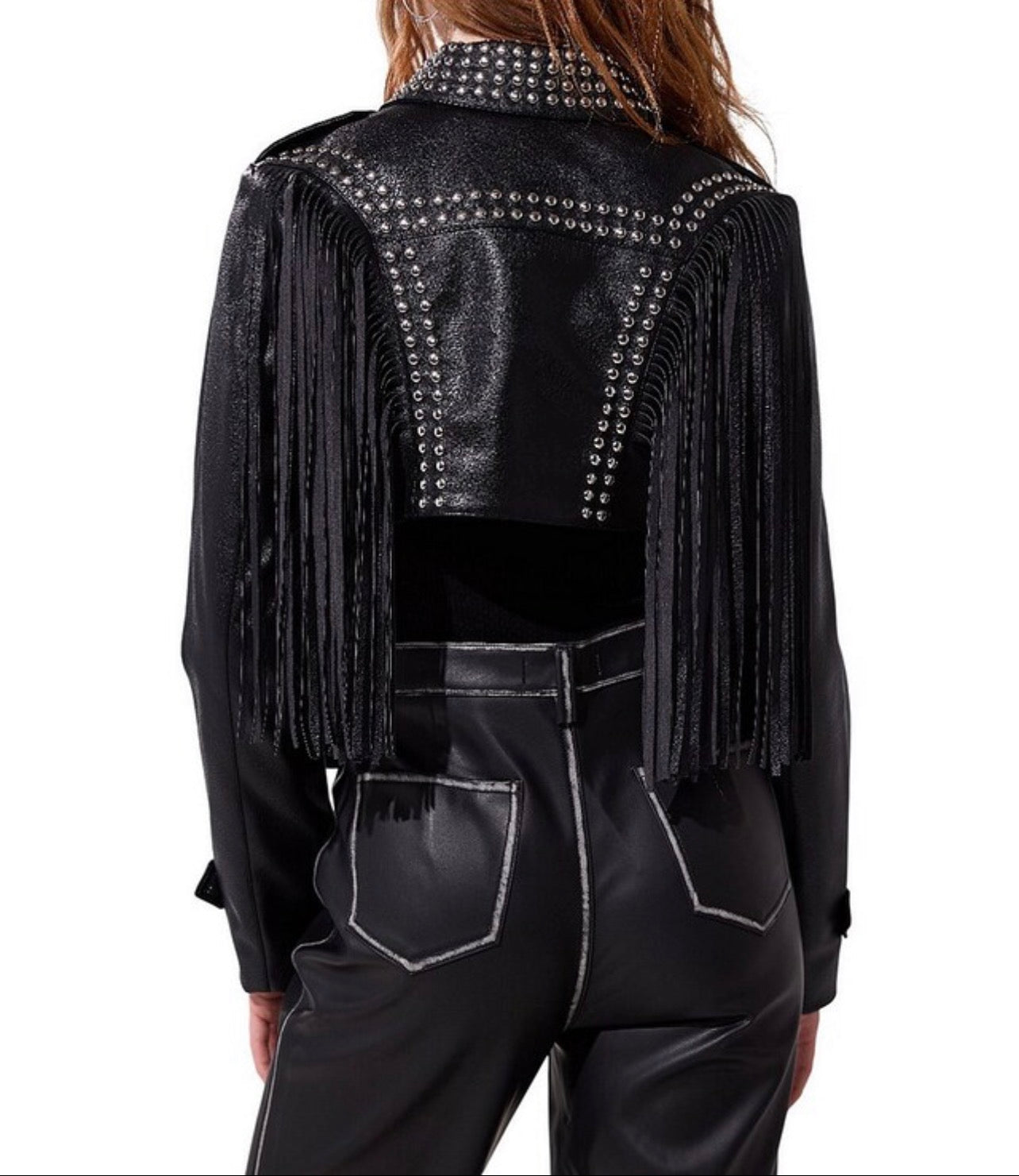 AZALEA WANG: OAKLEY FRINGE STUDDED MOTO JACKET – 85 86