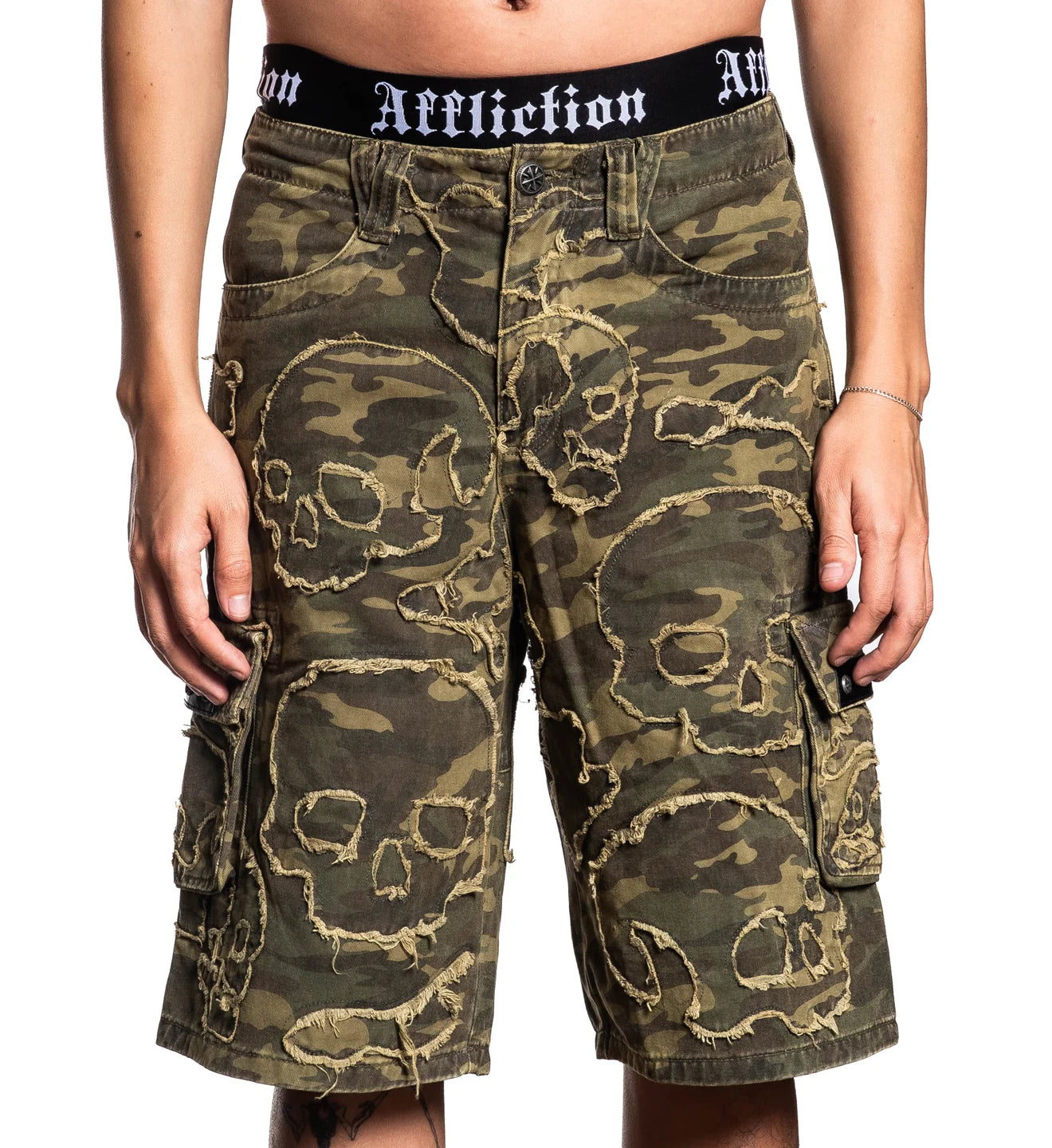 AFFLICTION: SKULL CAMO SHORTS
