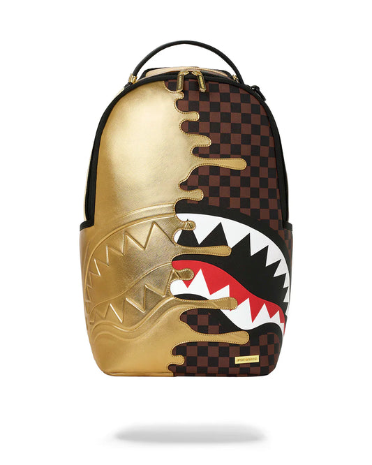 SPRAYGROUND: SHARKS IN PARIS GOLD DRIP BACKPACK