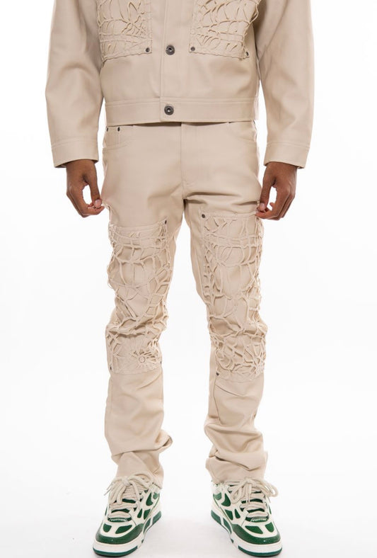 VICIOUS DENIM: VEGAN LEATHER STACK PANTS
