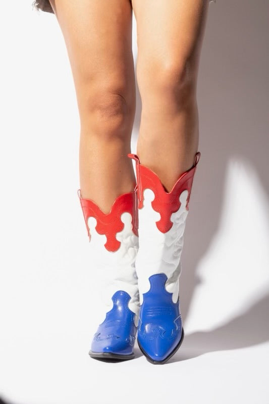 Americana red white and blue western boots - 8586