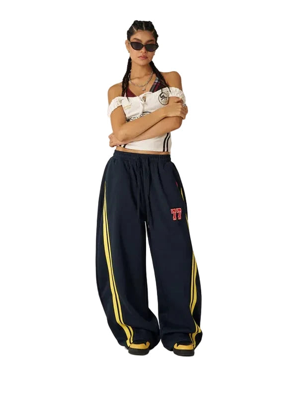 AELFRIC EDEN: STRIPED BAGGY BARREL SWEATPANTS