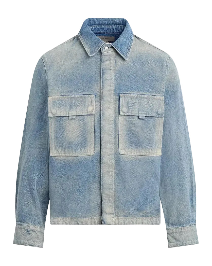 HUDSON: FLAP-POCKET WACHED DENIM JACKET