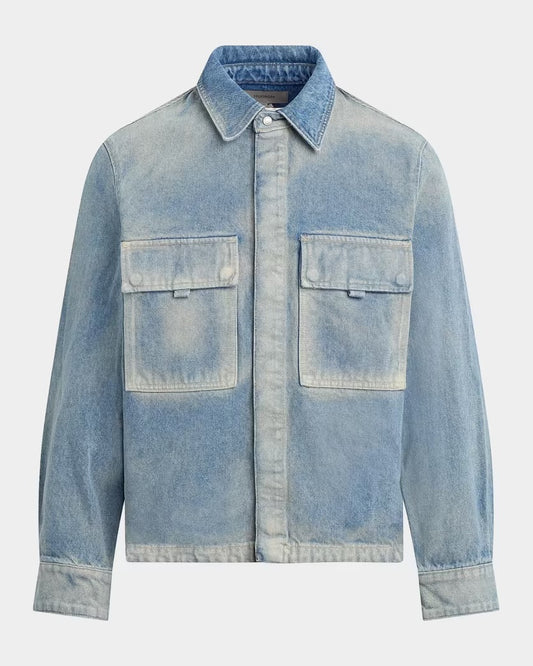 HUDSON FLAP-POCKET WACHED DENIM JACKET