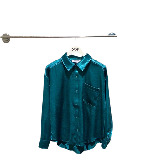 8586: SATIN LONG SLEEVE SHIRT teal