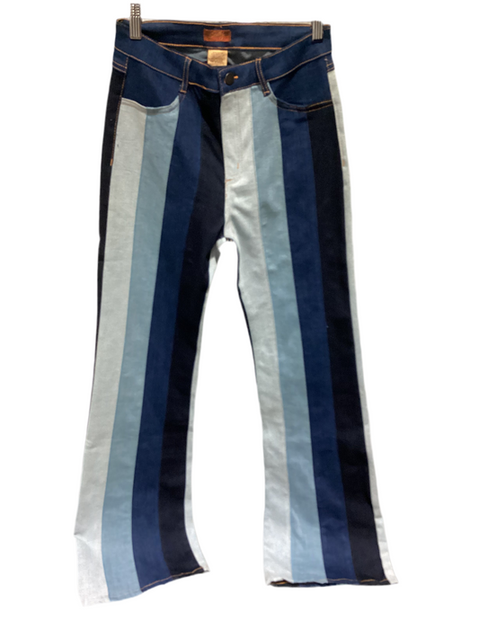 Scully color blocked stripped flare denim jeans