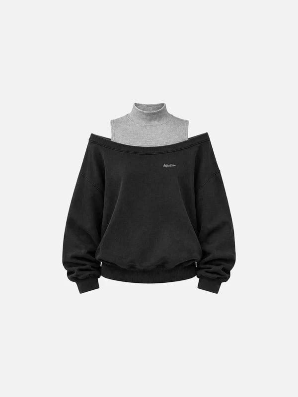 AELFRIC EDEN: LAYERED OFF THE SHOULDER SWEATSHIRT