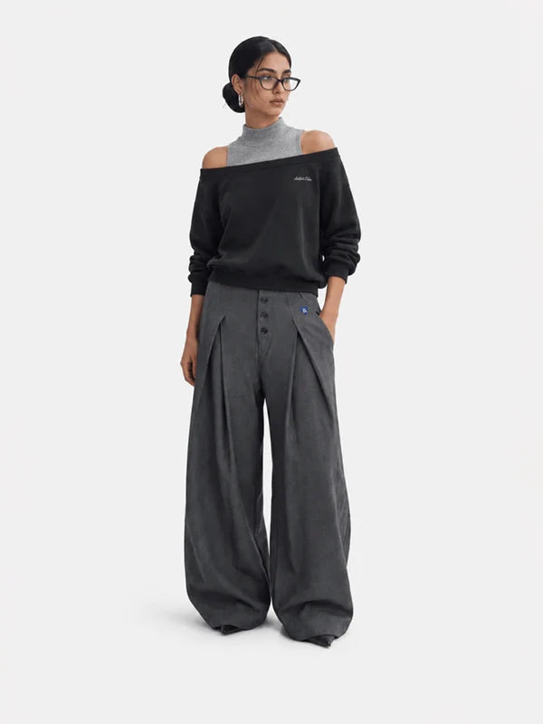 AELFRIC EDEN: LAYERED OFF THE SHOULDER SWEATSHIRT
