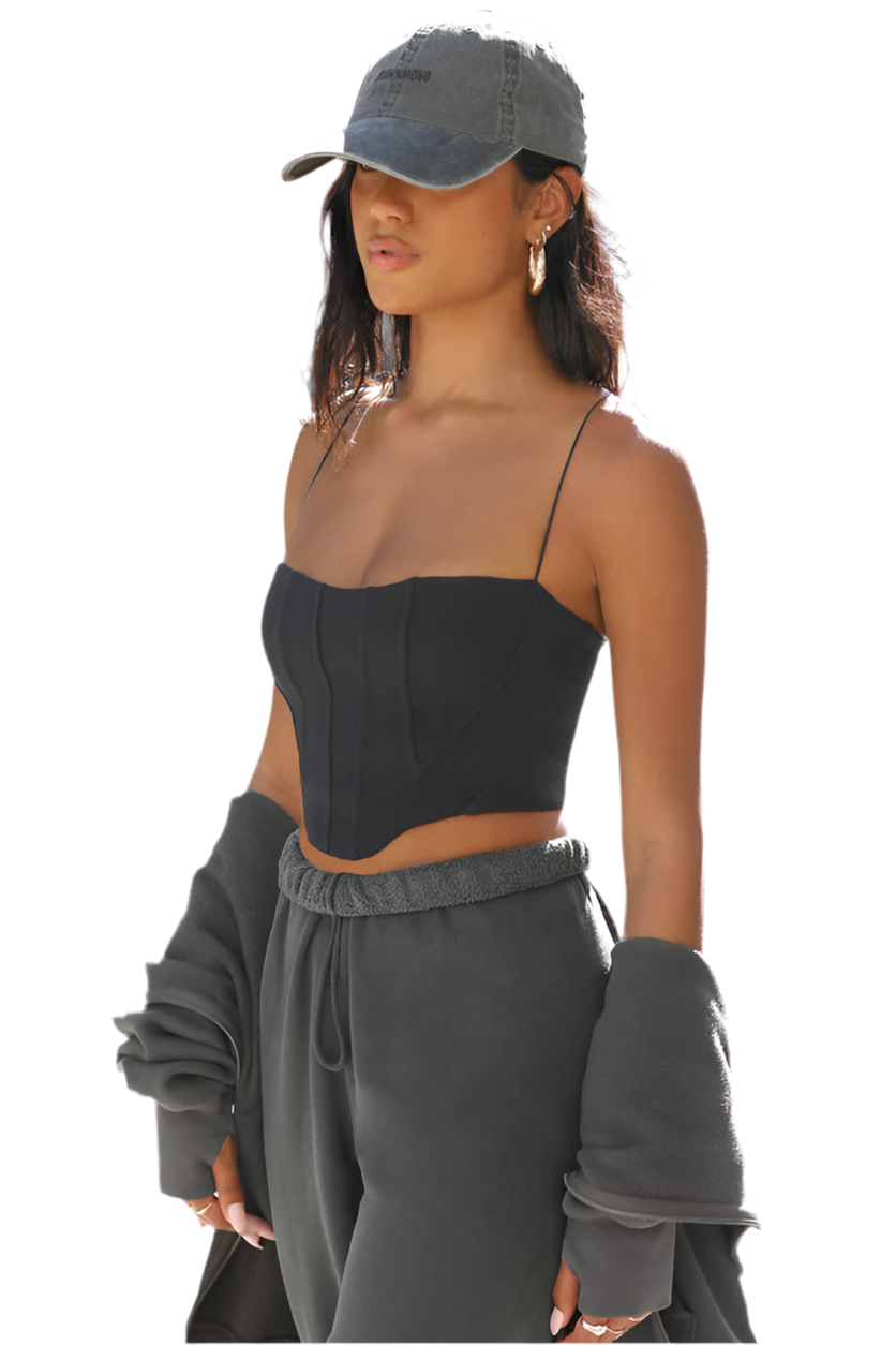 NWT Joah Brown Tri-Layer Corset Black Sueded Onyx S/M | eBay