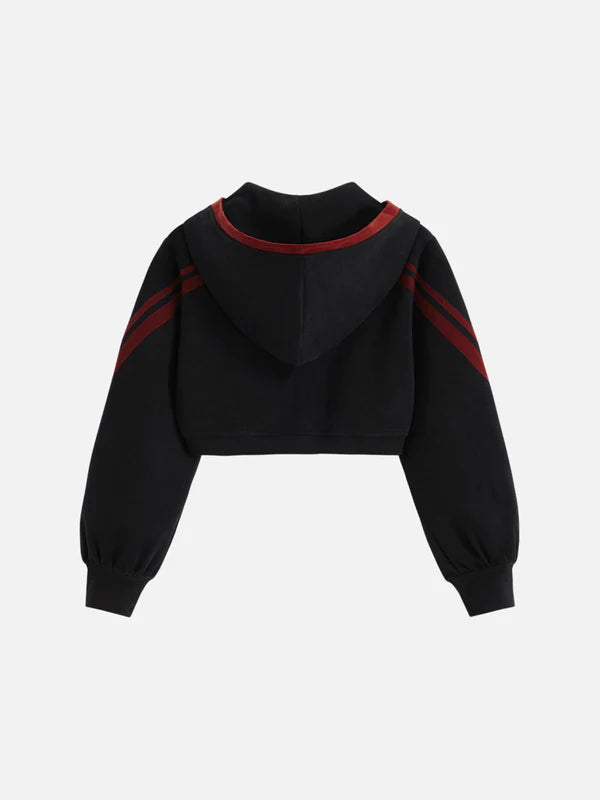 AELFRIC EDEN: CROPPED CONTRAST STRIPE HOODIE