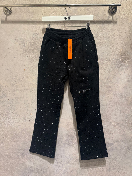 KNOTWTR RHINESTONE FLARED SWEATPANTS: