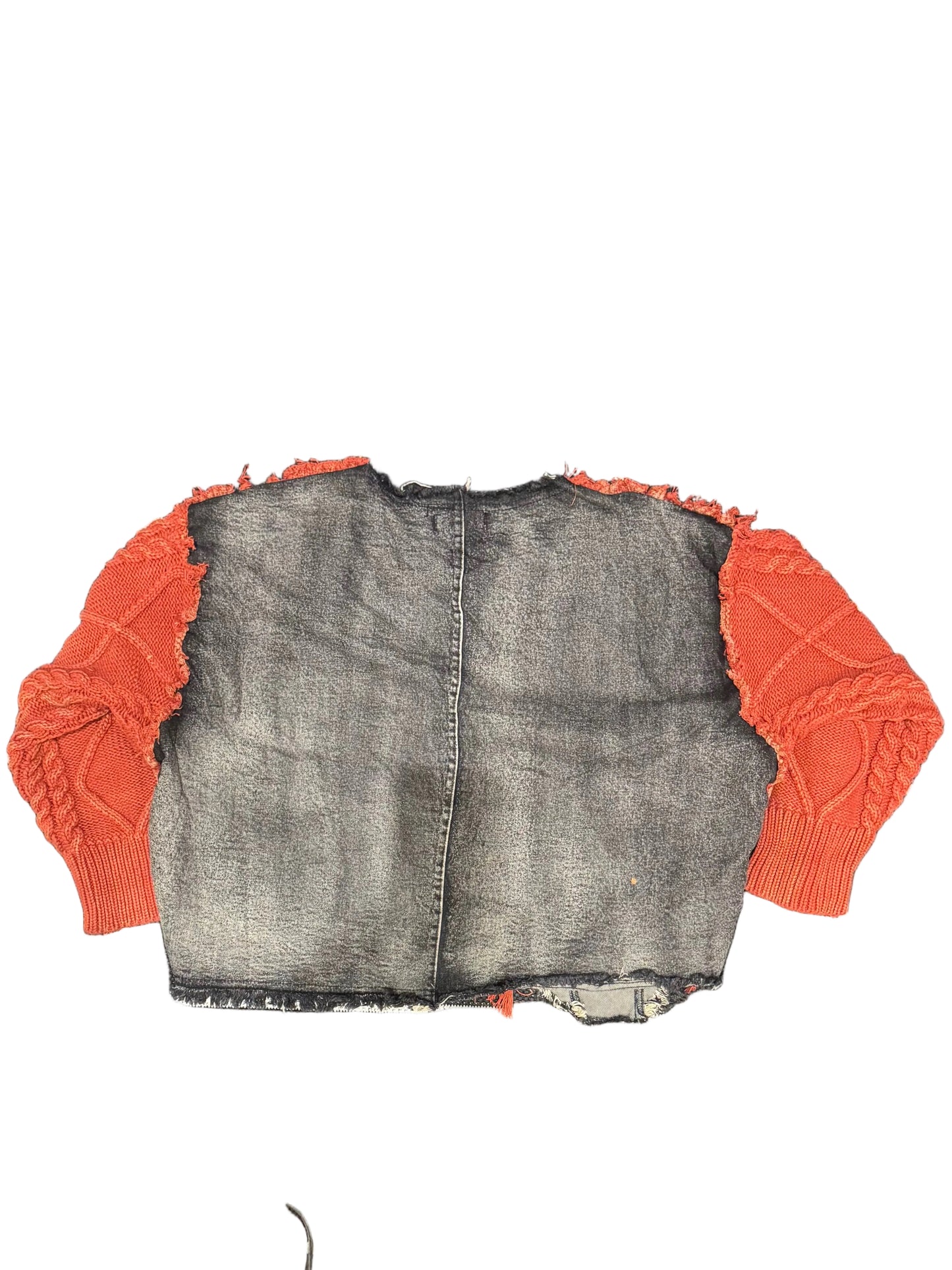 8586: KNITTED & DENIM CROPPED CREWNECK